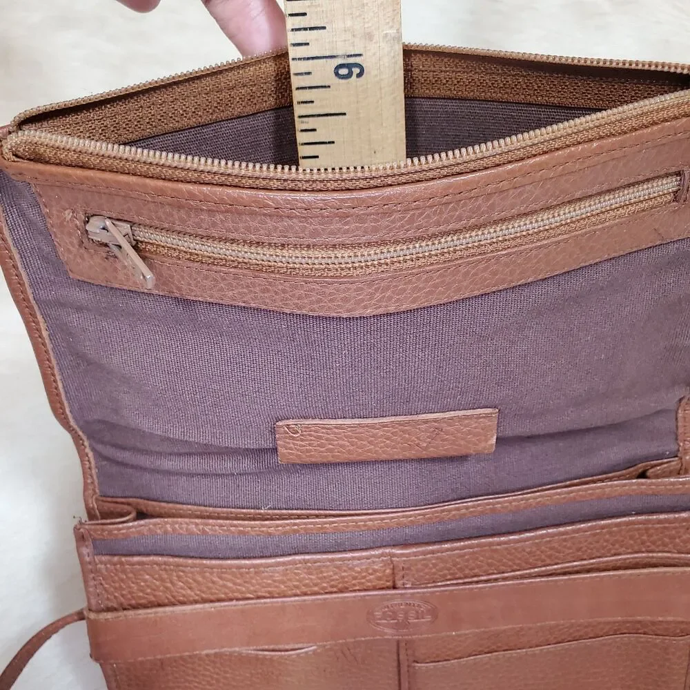 Fossil Women’s Crossbody Bag Small Brown Leather Envelope Purse Organizer Casual